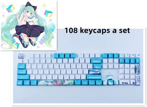 Computer keyborads PBT Dye Upgrade 108 Keycap Set OEM Profile Keycaps Keyset with Puller for Cherry Mx Gateron Kailh Switch Mechanical Keyboard (Anime keycaps bika in Saudi Arabia