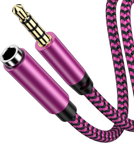 كابل تمديد Aux 3.5 مم، 6FT 4 أقطاب TRRS ذكر إلى أنثى كابل صوت ستيريو مطلي بالذهب من النايلون المضفر محول مقسم سماعة الرأس جاك سلك تمديد لهاتف iPhone iPad والهواتف الذكية والأجهزة اللوحية ومشغلات الوسائط in Kuwait