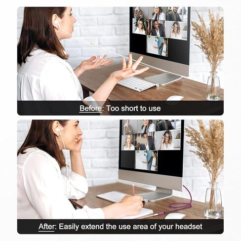 كابل تمديد Aux 3.5 مم، 6FT 4 أقطاب TRRS ذكر إلى أنثى كابل صوت ستيريو مطلي بالذهب من النايلون المضفر محول مقسم سماعة الرأس جاك سلك تمديد لهاتف iPhone iPad والهواتف الذكية والأجهزة اللوحية ومشغلات الوسائط in Kuwait