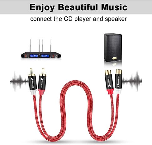 ANNNWZZD 2 كابل تمديد RCA، 2 RCA ذكر إلى 2 RCA أنثى غلاف نحاسي مطلي بالذهب 2RCA ذكر إلى 2RCA أنثى كابل ستيريو صوت موسع سلك محول 3FT in Kuwait