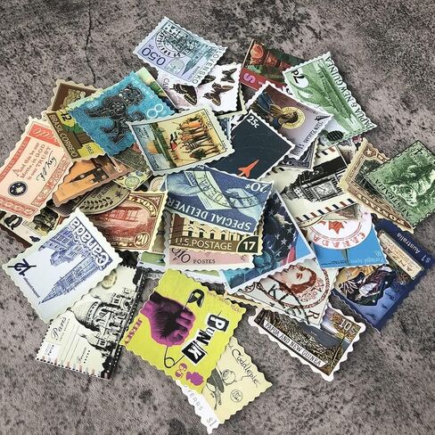 مجموعة ملصقات طوابع السفر مكونة من 50 قطعة من ملصقات وملصق عتيق مقاوم للماء من الفينيل لمباني السفر العالمية لأجهزة الكمبيوتر المحمولة والأمتعة وحقيبة السفر وحقيبة السفر وزجاجات المياه in Kuwait