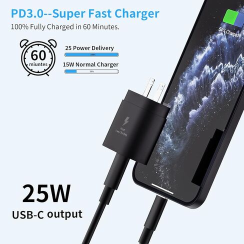 25W USB C Charger Block, PD Fast Charging Power Adapter for Samsung Galaxy A55 A35 M15 M14 F15 S24 Xcover 7 A25 A15 S23 FE A05S F34 Z Fold 5 Flip 5(2pcs) in Kuwait