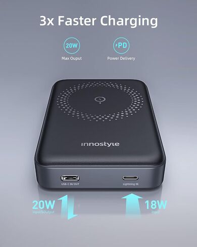 Magnetic Wireless Power Bank, 10000mAh Magnetic Portable Charger with Foldable Stand for iPhone 15/14/13/12 Series, PD 20W Fast Charging with USB-C Cable in Saudi Arabia
