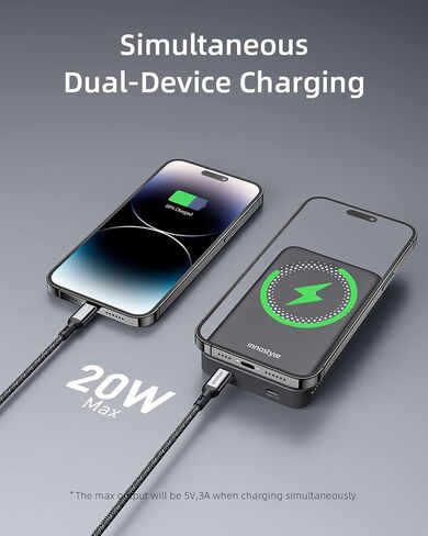 Magnetic Wireless Power Bank, 10000mAh Magnetic Portable Charger with Foldable Stand for iPhone 15/14/13/12 Series, PD 20W Fast Charging with USB-C Cable in Saudi Arabia