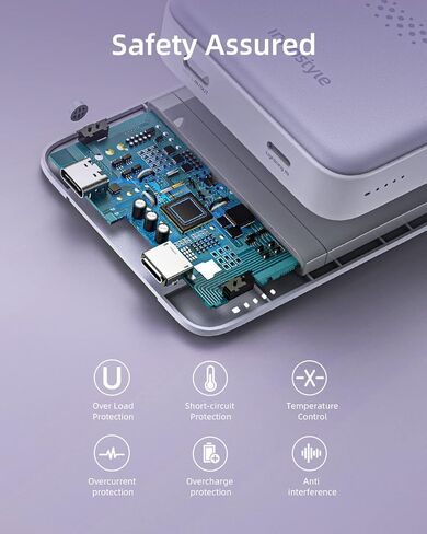 بنك طاقة لاسلكي مغناطيسي، شاحن محمول مغناطيسي بقدرة 10000 مللي أمبير في الساعة مع حامل قابل للطي لسلسلة iPhone 15/14/13/12، شحن سريع PD 20 وات مع كابل USB-C in Kuwait