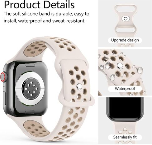 Vancle Silicone Bands Compatible with Apple Watch Band 38mm 40mm 41mm 42mm 44mm 45mm 49mm, Soft Breathable Waterproof Wristbands Straps for iWatch Series Ultra 2 Ultra 9 8 7 6 5 4 3 2 1 SE Women Men in Saudi Arabia