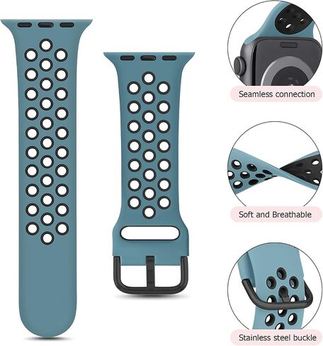 Vancle Silicone Bands Compatible with Apple Watch Band 38mm 40mm 41mm 42mm 44mm 45mm 49mm, Soft Breathable Waterproof Wristbands Straps for iWatch Series Ultra 2 Ultra 9 8 7 6 5 4 3 2 1 SE Women Men in Saudi Arabia