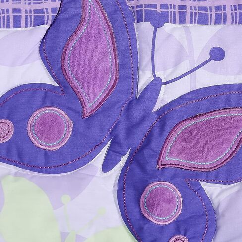 3 Piece Cotton Butterfly Crib Bedding Set,Purple Crib Set for Baby Girls,Microfiber Printed Nursery Bedding Set with Comforter/Crib Sheet/Pillowcase, 009203 in Saudi Arabia