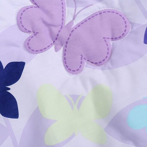 3 Piece Cotton Butterfly Crib Bedding Set,Purple Crib Set for Baby Girls,Microfiber Printed Nursery Bedding Set with Comforter/Crib Sheet/Pillowcase, 009203 in Saudi Arabia
