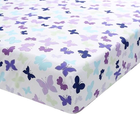 3 Piece Cotton Butterfly Crib Bedding Set,Purple Crib Set for Baby Girls,Microfiber Printed Nursery Bedding Set with Comforter/Crib Sheet/Pillowcase, 009203 in Saudi Arabia