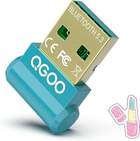 محول بلوتوث USB للكمبيوتر الشخصي - QGOO Bluetooth Dongle 5.3 EDR، مستقبل بلوتوث لاسلكي للكمبيوتر المكتبي والكمبيوتر المحمول بلوتوث Windows 8.1/10/11 (أخضر-183) in Saudi Arabia