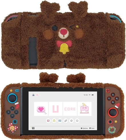 غطاء حماية مخملي لطيف متوافق مع نينتندو سويتش - حافظة جلدية ممتصة للصدمات ومضادة للخدش لجهاز سويتش - رودولف مخملي in Kuwait