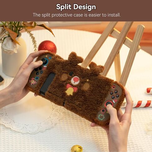 غطاء حماية مخملي لطيف متوافق مع نينتندو سويتش - حافظة جلدية ممتصة للصدمات ومضادة للخدش لجهاز سويتش - رودولف مخملي in Kuwait