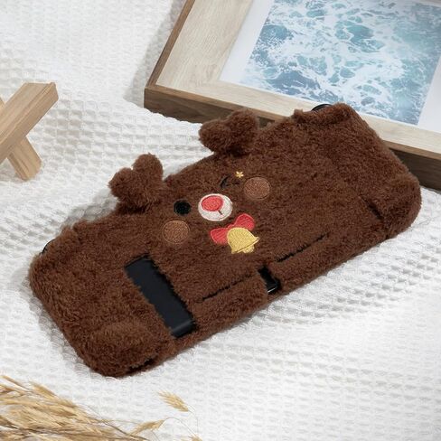 غطاء حماية مخملي لطيف متوافق مع نينتندو سويتش - حافظة جلدية ممتصة للصدمات ومضادة للخدش لجهاز سويتش - رودولف مخملي in Kuwait