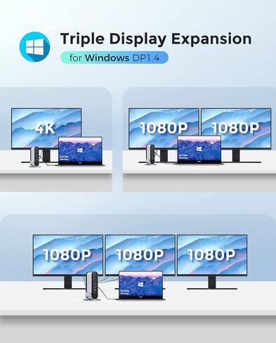 محطة إرساء USB C شاشة مزدوجة، محطة إرساء كمبيوتر محمول Baseus 14 في 1 مع 2 * 4K HDMI + VGA + 1000M LAN + 6 * منافذ USB A/C + 100W PD + صوت، قاعدة USB C متوافقة مع MacBook/Dell/HP /لينوفو/ستيم ديك in Kuwait