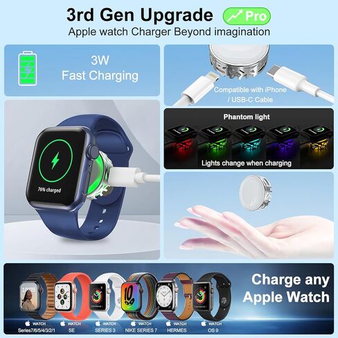 AICase iPhone 14 Magnetic Wireless Charger Built-in USB-C Cable with PD Adapter Compatible with MagSafe Charger for iPhone 14/14 Pro/14 Plus/14 Pro Max/iPhone 13/13 Pro/13 Pro Max/13 Mini/iPhone 12 in Saudi Arabia