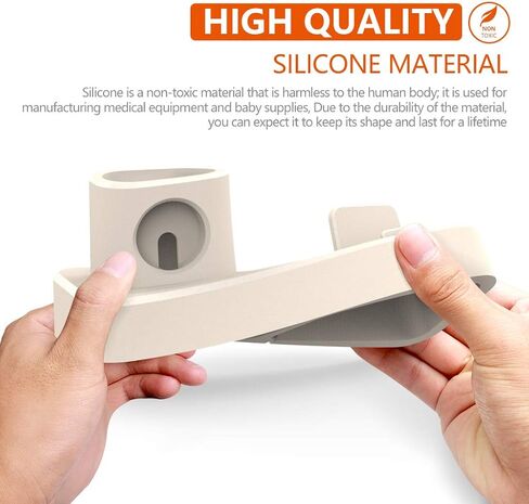 AOJUE 3 in 1 Silicone Charging Stand for Apple Watch/iPhone and AirPods ,Charger Stand Dock Station for Apple iWatch Series se/6/5/4/3/2/1 /AirPods/iPhone Xs/XS Max/XR/X/8/8/7/6 Plus/5(001-US-Blue) in Saudi Arabia