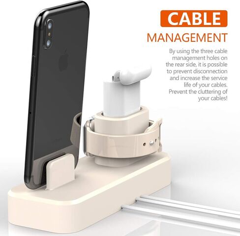 AOJUE 3 in 1 Silicone Charging Stand for Apple Watch/iPhone and AirPods ,Charger Stand Dock Station for Apple iWatch Series se/6/5/4/3/2/1 /AirPods/iPhone Xs/XS Max/XR/X/8/8/7/6 Plus/5(001-US-Blue) in Saudi Arabia