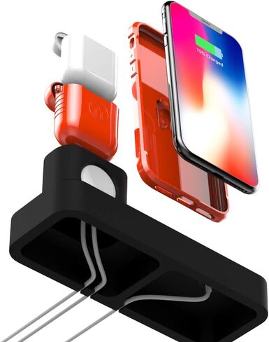 AOJUE 3 in 1 Silicone Charging Stand for Apple Watch/iPhone and AirPods ,Charger Stand Dock Station for Apple iWatch Series se/6/5/4/3/2/1 /AirPods/iPhone Xs/XS Max/XR/X/8/8/7/6 Plus/5(001-US-Blue) in Saudi Arabia