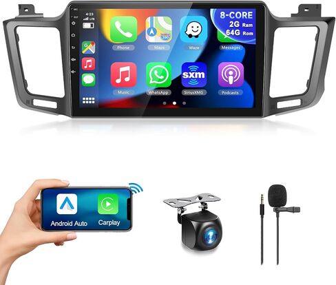 راديو سيارة 8 CORE 2G+64G لسيارة Toyota RAV4 2013-2019 مع CarPlay/Android Auto، Podofo 10.1 بوصة 1280 * 720P IPS شاشة لمس ستيريو Android 13 GPS WiFi Bluetooth DSP SWC + كاميرا احتياطية عالية الدقة in Saudi Arabia