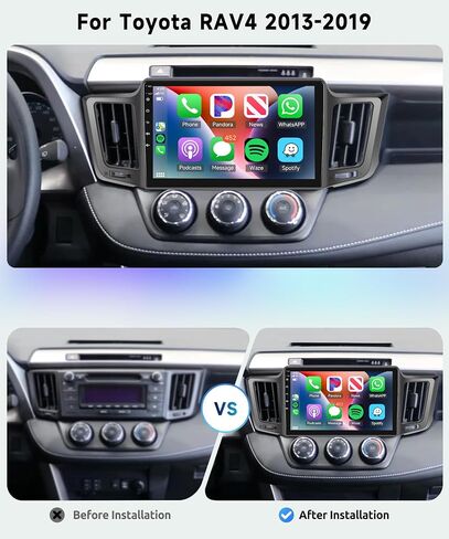 راديو سيارة 8 CORE 2G+64G لسيارة Toyota RAV4 2013-2019 مع CarPlay/Android Auto، Podofo 10.1 بوصة 1280 * 720P IPS شاشة لمس ستيريو Android 13 GPS WiFi Bluetooth DSP SWC + كاميرا احتياطية عالية الدقة in Saudi Arabia