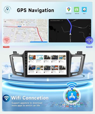 راديو سيارة 8 CORE 2G+64G لسيارة Toyota RAV4 2013-2019 مع CarPlay/Android Auto، Podofo 10.1 بوصة 1280 * 720P IPS شاشة لمس ستيريو Android 13 GPS WiFi Bluetooth DSP SWC + كاميرا احتياطية عالية الدقة in Saudi Arabia
