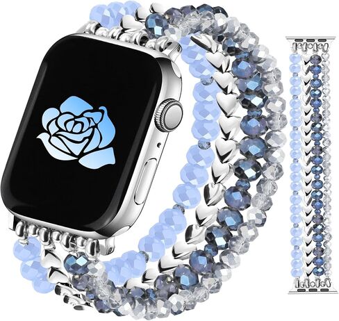 JR.DM Christmas Beaded Bracelet Women Compatible with Apple Watch 38mm 40mm 41mm 42mm 44mm 45mm 46mm, Stretch Dressy Fancy Holiday Strap Wristband Replacement for iWatch Series 10/9/8/7/6/5/4/3/2/1/SE in Saudi Arabia