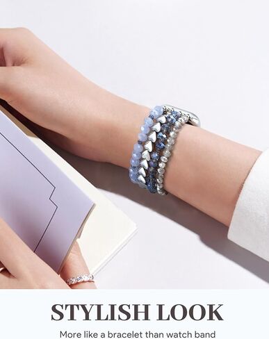 JR.DM Christmas Beaded Bracelet Women Compatible with Apple Watch 38mm 40mm 41mm 42mm 44mm 45mm 46mm, Stretch Dressy Fancy Holiday Strap Wristband Replacement for iWatch Series 10/9/8/7/6/5/4/3/2/1/SE in Saudi Arabia