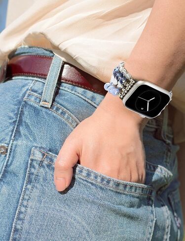 JR.DM Christmas Beaded Bracelet Women Compatible with Apple Watch 38mm 40mm 41mm 42mm 44mm 45mm 46mm, Stretch Dressy Fancy Holiday Strap Wristband Replacement for iWatch Series 10/9/8/7/6/5/4/3/2/1/SE in Saudi Arabia