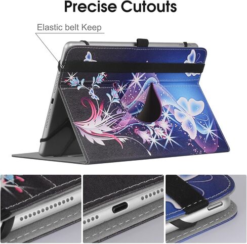 حافظة كمبيوتر لوحي Android عالمية 9 10 10.1 بوصة، حافظة خلفية رفيعة قابلة للدوران 360 درجة للكمبيوتر اللوحي العالمي 9-11 بوصة، مع حامل عرض متعدد الزوايا، أسود in Kuwait