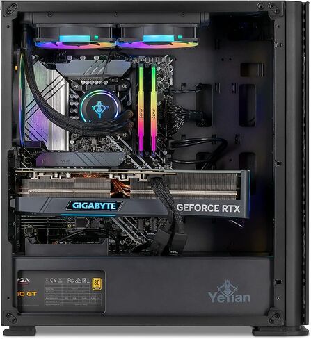 كمبيوتر مكتبي للألعاب YEYIAN Yari، AMD Ryzen 9 7900 حتى 5.4 جيجا هرتز، 32 جيجا DDR5 5600 ميجا هرتز، 1 تيرابايت SSD، Nvidia RTX 4070 Ti 12 جيجا، WiFi، ARGB Fanx6 in Kuwait