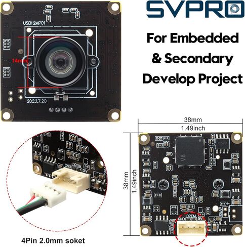 وحدة كاميرا USB SVPRO 12MP، كاميرا Lightburn 4K 30 إطارًا في الثانية IMX577 كاميرا USB 1080P 120 إطارًا في الثانية كاميرا عالية السرعة مع عدسة تركيز يدوية M12، كاميرا كمبيوتر UVC لـ Raspberry Pi، Linux، Windows، Android، Mac OS in Saudi Arabia