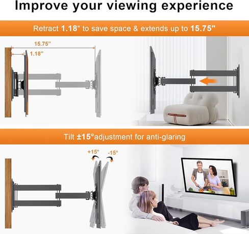 حامل جداري للتلفزيون لمعظم شاشات التلفزيون المسطحة LED LCD مقاس 10-32 بوصة وشاشة يصل وزنها إلى 33 رطلًا مع إمالة دوارة، الحد الأقصى VESA 100x100 مم (MDG-C310) in Saudi Arabia