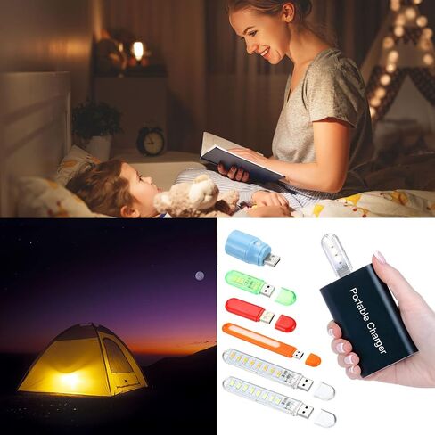 PATIKIL USB ضوء الليل، 8 حزمة المحمولة المكونات في عصا مصباح LED صغير مع 3 حبات مصباح USB ضوء للمنزل الحمام غرفة نوم القراءة النوم التخييم، برتقالي in Saudi Arabia