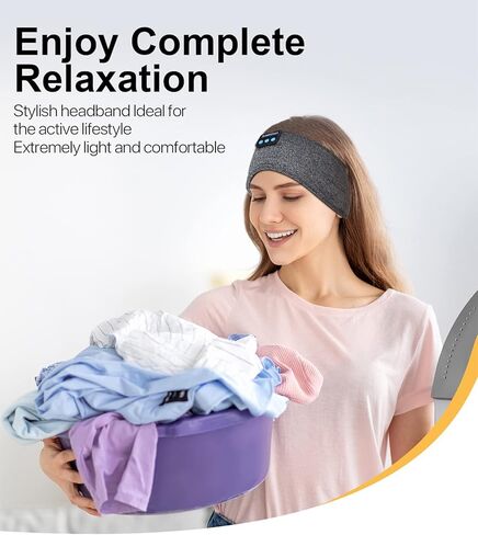سماعات رأس للنوم، سماعات رأس قابلة للتعديل، وقت تشغيل يزيد عن 10 ساعات مع مكبرات صوت ستيريو عالية الدقة، مثالية للنوم والتمرين والجري واليوجا والسفر والأرق in Kuwait