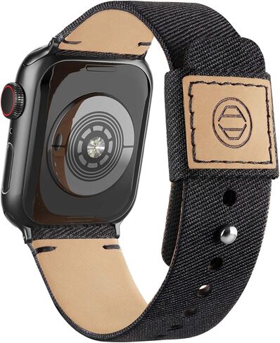 Recoppa Fabric Cloth Band Compatible with Apple Watch 45mm 44mm 42mm 41mm 40mm 38mm, Canvas Strap with Soft Genuine Leather Lining and Snap Button for Apple iWatch Series 8/7/6/5/4/3/2/1/SE in Kuwait