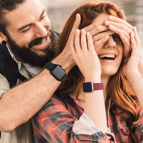 Recoppa Fabric Cloth Band Compatible with Apple Watch 45mm 44mm 42mm 41mm 40mm 38mm, Canvas Strap with Soft Genuine Leather Lining and Snap Button for Apple iWatch Series 8/7/6/5/4/3/2/1/SE in Kuwait