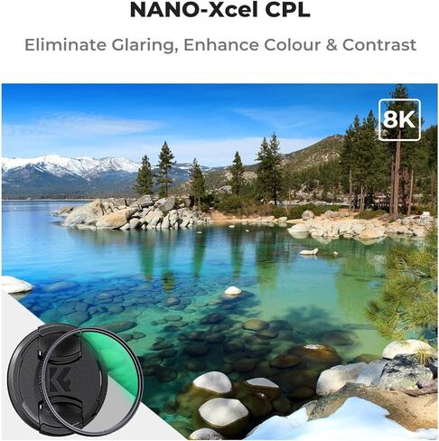مرشح عدسة مستقطب دائري مقاس 62 مم من K&F مع غطاء مرشح وقماش تنظيف زجاج بصري، مرشح CPL مستقطب فائق النحافة مع 28 طبقة متعددة الطبقات لعدسات الكاميرا (سلسلة Nano-X) in Saudi Arabia