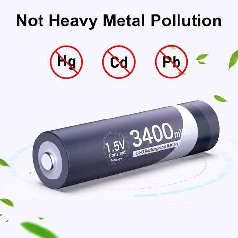 Deleepow Rechargeable AA Lithium Batteries 1.5V 3400mWh AA Rechargeable Batteries 1500 Cycle with LCD Charger in Saudi Arabia