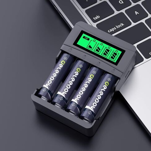 Deleepow Rechargeable AA Lithium Batteries 1.5V 3400mWh AA Rechargeable Batteries 1500 Cycle with LCD Charger in Saudi Arabia