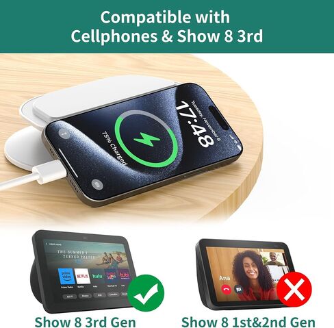 HomeMount Echo Show 8 3rd Stand - Tilt 18 Degrees Forward & Backward Magnetic Non-Slip Bottom Adjustable Cellphones & Show 8 Accessories (White) in Saudi Arabia