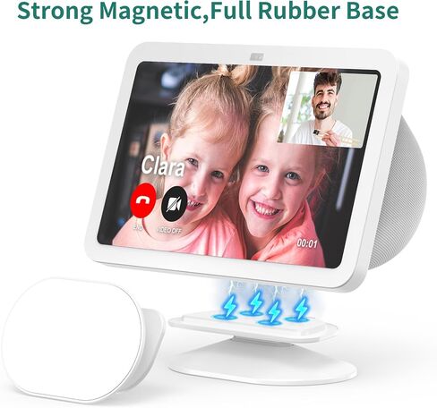HomeMount Echo Show 8 3rd Stand - Tilt 18 Degrees Forward & Backward Magnetic Non-Slip Bottom Adjustable Cellphones & Show 8 Accessories (White) in Saudi Arabia