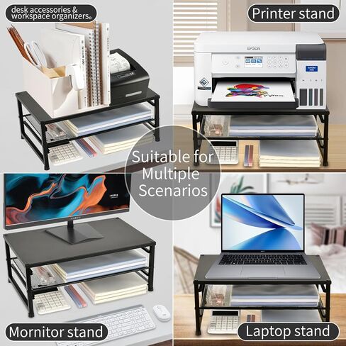 حامل شاشة معدني Spacrea - حامل شاشة ومنظم مكتب الكمبيوتر لأجهزة الكمبيوتر المحمول والكمبيوتر وأجهزة iMac باللون الأسود in Kuwait