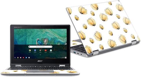 MightySkins Skin Compatible with Acer Chromebook Spin 11" CP311 - Yellow Poppy | Protective, Durable, and Unique Vinyl Decal wrap Cover | Easy to Apply, Remove, and Change Styles | Made in The USA in Kuwait