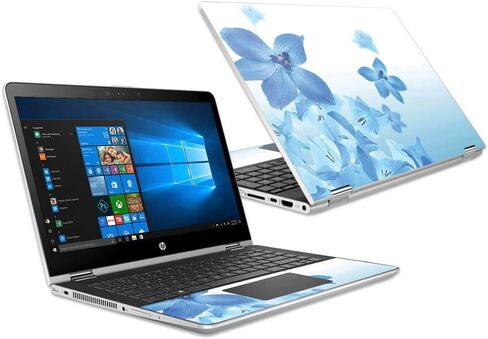 MightySkins Skin Compatible with HP Pavilion x360 15.6" (2018) - Blue Flowers | Protective, Durable, and Unique Vinyl Decal wrap Cover | Easy to Apply, Remove, and Change Styles | Made in The USA in Saudi Arabia
