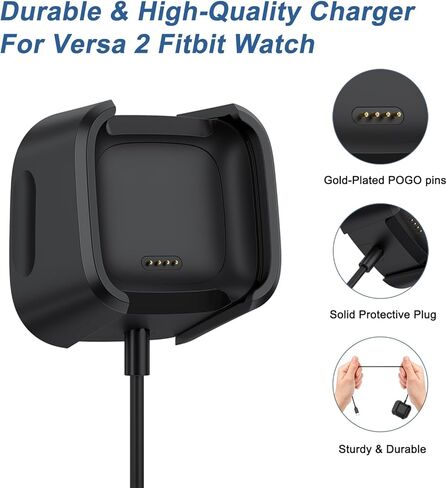 شاحن متوافق مع Versa 2، كابل شحن USB C بديل ومحول قاعدة حامل لساعة Fitbit Versa 2 للياقة البدنية الذكية (فقط لـ Versa 2) in Kuwait