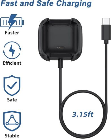 شاحن متوافق مع Versa 2، كابل شحن USB C بديل ومحول قاعدة حامل لساعة Fitbit Versa 2 للياقة البدنية الذكية (فقط لـ Versa 2) in Kuwait