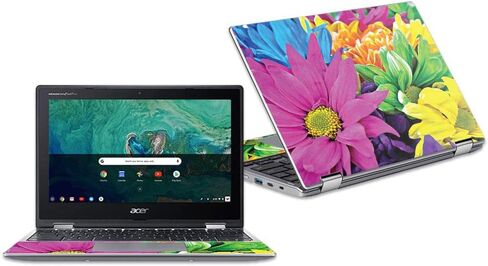 MightySkins Skin Compatible with Acer Chromebook Spin 11" CP311 - Yellow Poppy | Protective, Durable, and Unique Vinyl Decal wrap Cover | Easy to Apply, Remove, and Change Styles | Made in The USA in Kuwait