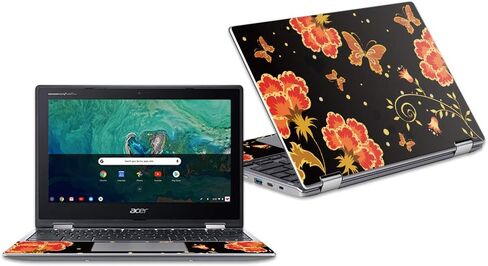 MightySkins Skin Compatible with Acer Chromebook Spin 11" CP311 - Yellow Poppy | Protective, Durable, and Unique Vinyl Decal wrap Cover | Easy to Apply, Remove, and Change Styles | Made in The USA in Kuwait