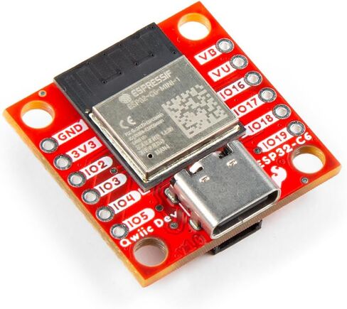لوحة تطوير الجيب SparkFun Qwiic - وحدة ESP32-C6 Mini-1، بما في ذلك موصل USB-C، موصل Qwiic، موصل بطارية JST ثنائي السن، أبعاد اللوحة: (بوصة) 1 بوصة × 1 بوصة in Saudi Arabia